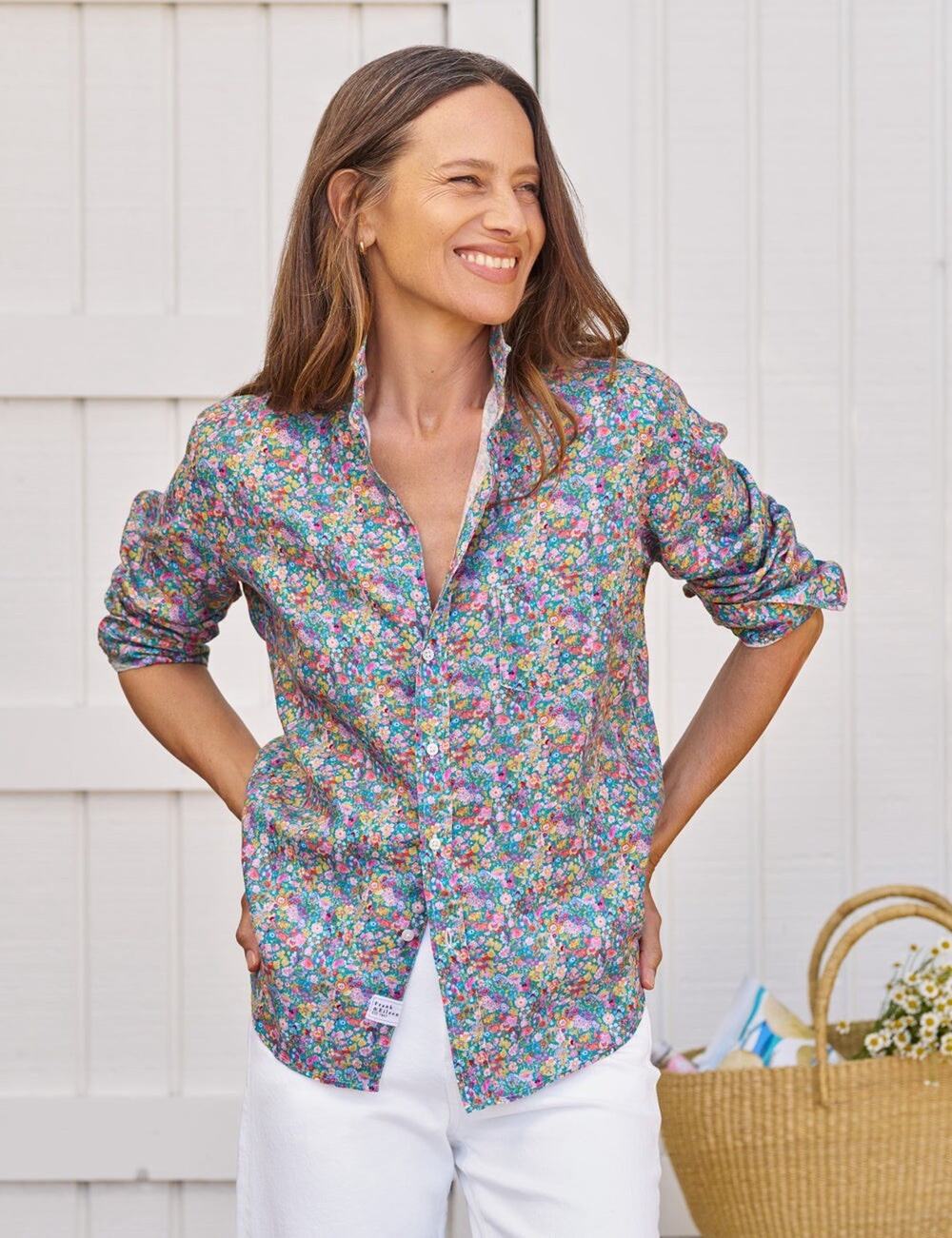 Frank & Eileen Eileen Relaxed Button Up Multicolor Floral Women's XS